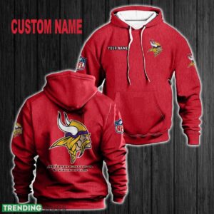 Custom Name Minnesota Vikings 3D Hoodie Red All OVer Print For Men Women Gift Christmas 2024 - Custom Name Minnesota Vikings 3D Hoodie Red All OVer Print For Men Gift Christmas 2024