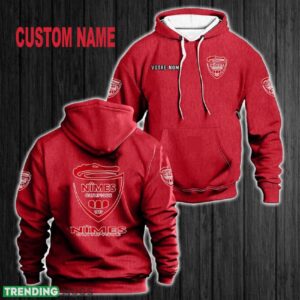 Custom Name Nimes Olympique 3D Hoodie Red All OVer Print For Men Women Gift Christmas 2024 - Custom Name Nimes Olympique 3D Hoodie Red All OVer Print For Men Gift Christmas 2024