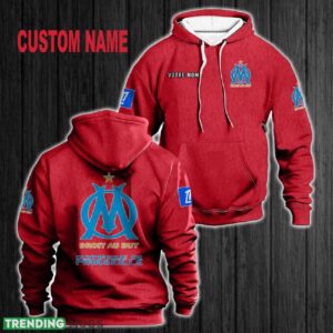 Custom Name Olympique de Marseille 3D Hoodie Red All OVer Print For Men Women Gift Christmas 2024 - Custom Name Olympique de Marseille 3D Hoodie Red All OVer Print For Men Gift Christmas 2024