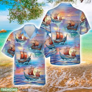Drakkar Viking Rowing Ship AOP Hawaiian Shirt Product Photo 1
