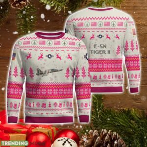 F-5N Tiger II F5N AOP Aircraft Ugly Christmas Sweater Pink Color Christmas Gift For Fans Product Photo 1
