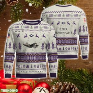 F3D Skyknight AOP Aircraft Ugly Christmas Sweater For Men And Women Purple Color Christmas Gift Product Photo 1
