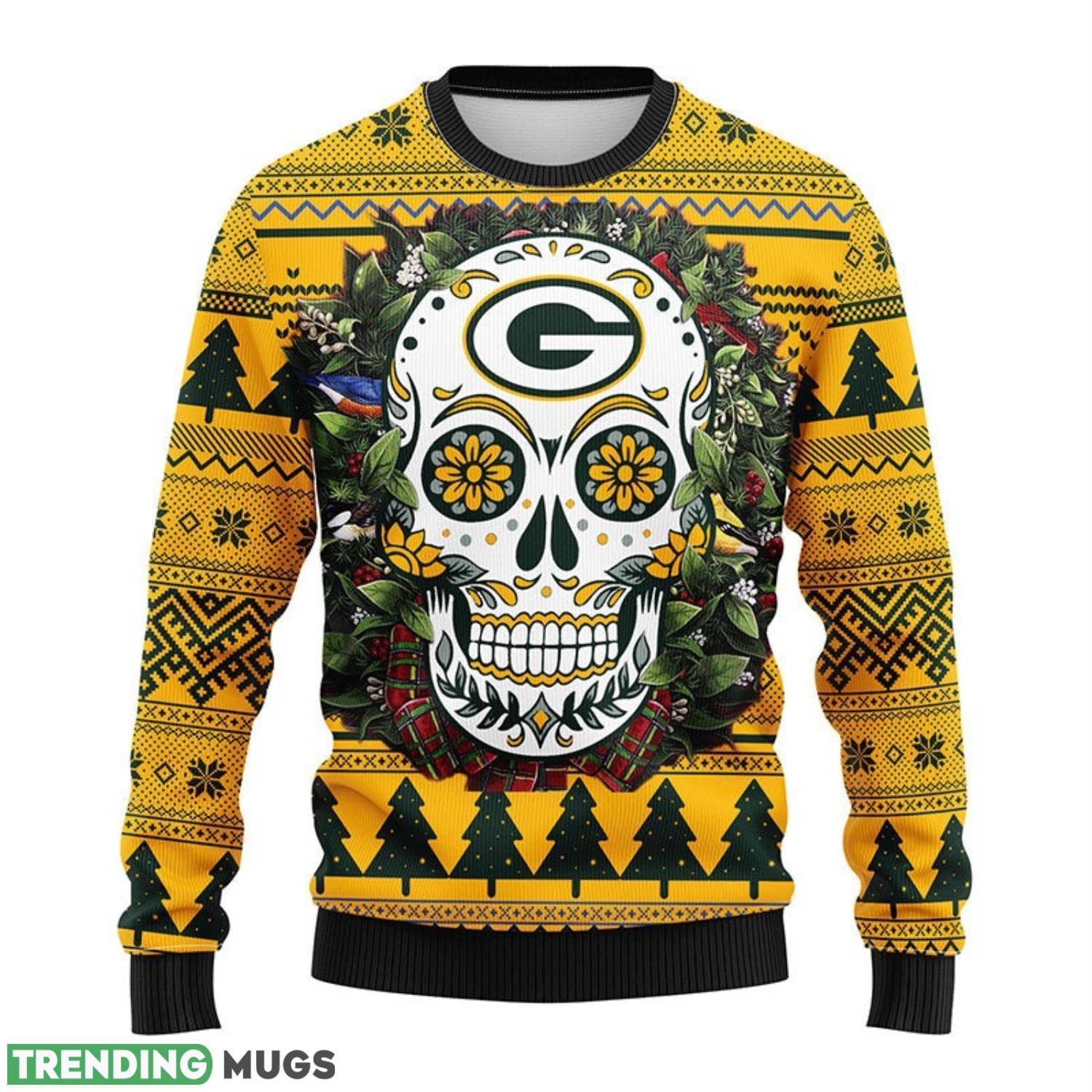 Green Bay Packers Skull Flower Ugly Christmas Ugly Sweater 3D Christmas Sweater For Men Women 3D Sweater Green Bay Packers Skull Flower Ugly Christmas Ugly Sweater 3D Christmas Sweater For Men Women 3D Sweater