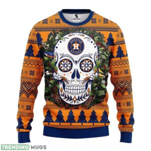 Houston Astros Skull Flower Ugly Christmas Ugly Sweater 3D Christmas Sweater For Men Women 3D Sweater