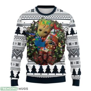 Houston Texans Groot Hug Christmas Ugly Sweater 3D Christmas Sweater For Men Women 3D Sweater
