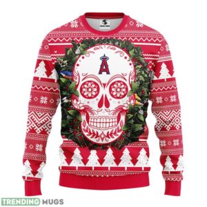 Los Angeles Angels Skull Flower Ugly Ugly Christmas Sweater Special Christmas Gift Product Photo 1