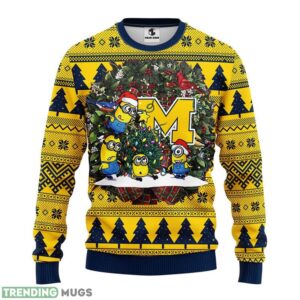 Michigan Wolverines Minion Christmas Ugly Sweater 3D Christmas Sweater For Men Women Product Photo 1