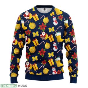 Michigan Wolverines Santa Claus Snowman Christmas Ugly Sweater 3D Christmas Sweater For Men Women Product Photo 1