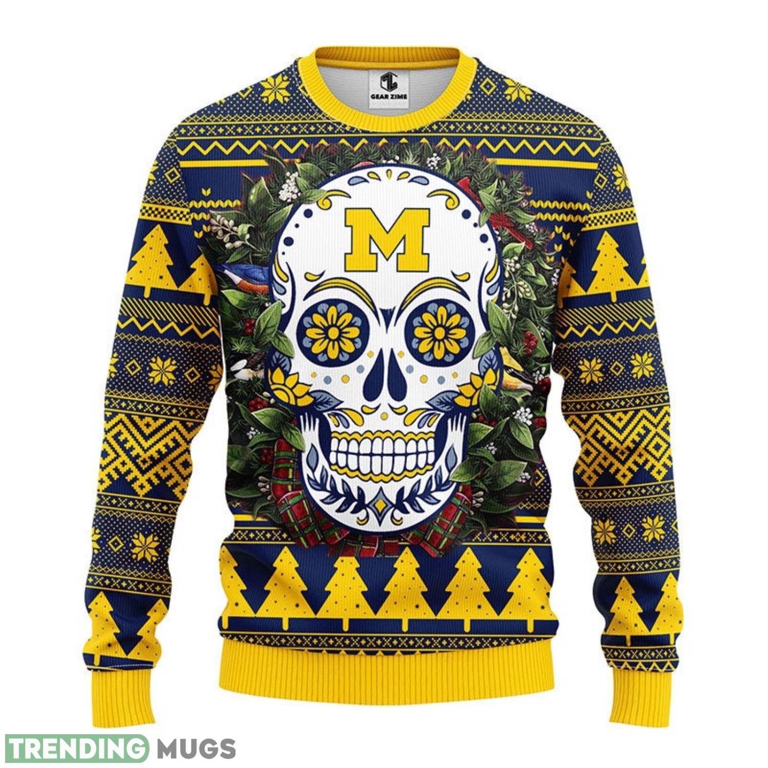 Michigan Wolverines Skull Flower Ugly Christmas Ugly Sweater 3D Christmas Sweater For Men Women 3D Sweater Michigan Wolverines Skull Flower Ugly Christmas Ugly Sweater 3D Christmas Sweater For Men Women 3D Sweater