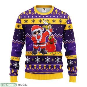Minnesota Vikings Dabbing Santa Claus Christmas Ugly Sweater 3D Christmas Sweater For Men Women Product Photo 1