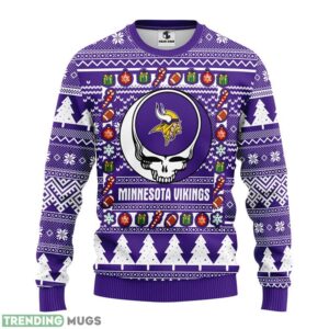 Minnesota Vikings Grateful Dead AOP Ugly Christmas Sweater Christmas Holiday Gift For Fans Product Photo 1