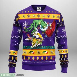 Minnesota Vikings Grinch Christmas Ugly Sweater 3D Christmas Sweater For Men Women Product Photo 1