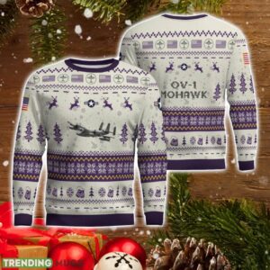 OV-1 Mohawk OV1 AOP Aircraft Ugly Christmas Sweater For Men And Women Purple Color Christmas Gift Product Photo 1