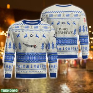 P-40 Warhawk P40 All Printed AOP Aircraft Ugly Christmas Sweater For Men And Women Product Photo 1