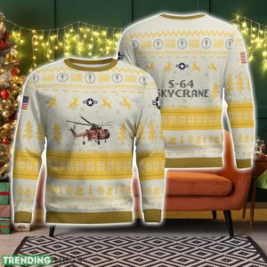 S-64 Skycrane S64 3D Aircraft Ugly Christmas Sweater Christmas Pattern Holiday Gift Product Photo 1