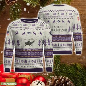 Sikorsky VH-3 Marine One VH3 AOP Aircraft Ugly Christmas Sweater For Men And Women Purple Color Christmas Gift Product Photo 1