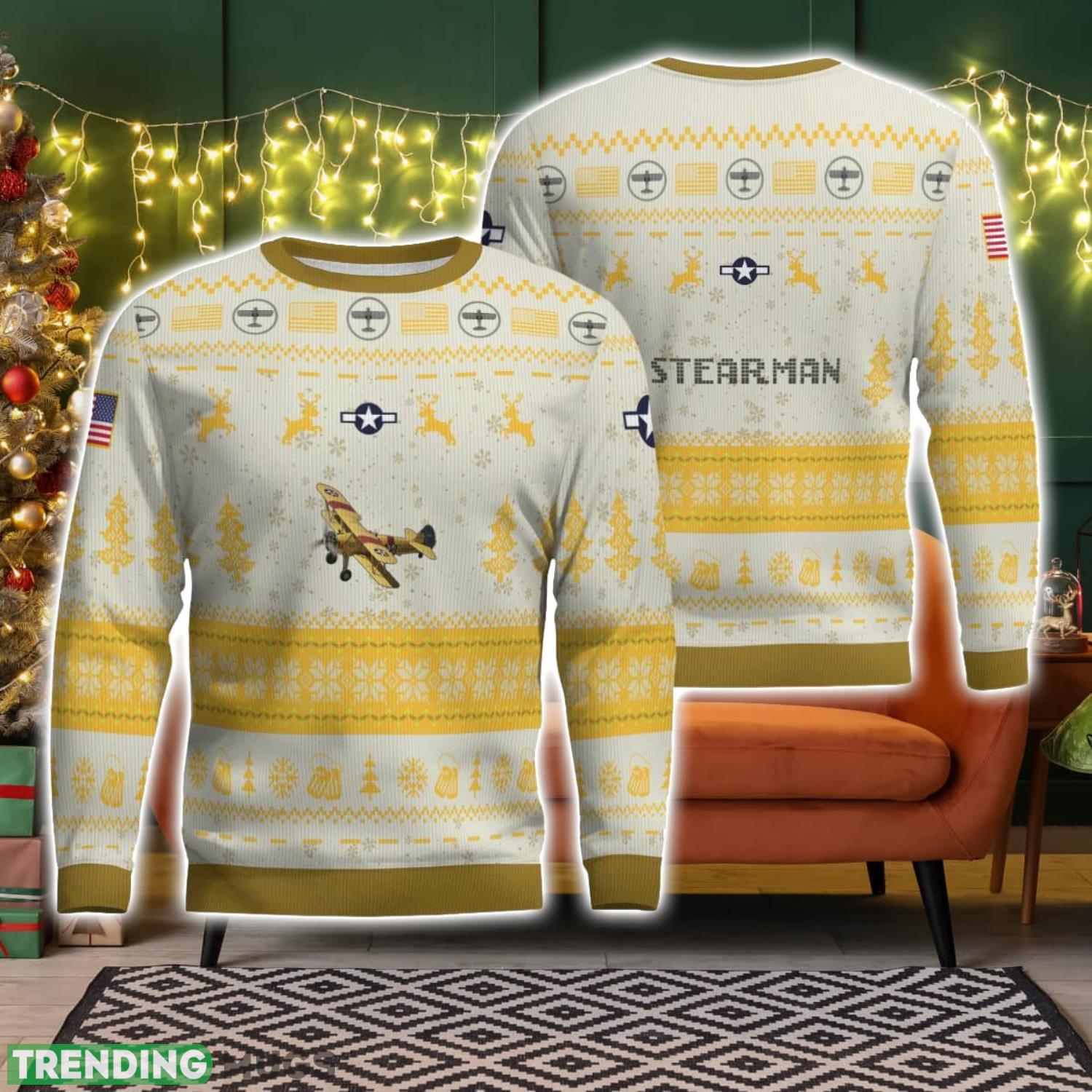 Stearman 3D Aircraft Ugly Christmas Sweater Christmas Pattern Holiday Gift 3D Sweater Stearman 3D Aircraft Ugly Christmas Sweater Christmas Pattern Holiday Gift 3D Sweater