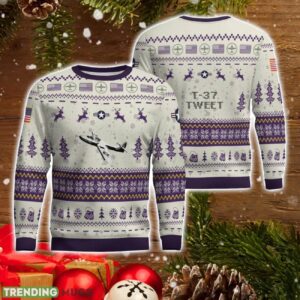 T-37 Tweet T37 AOP Aircraft Ugly Christmas Sweater For Men And Women Purple Color Christmas Gift Product Photo 1