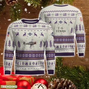 T-6 Texan T6 AOP Aircraft Ugly Christmas Sweater For Men And Women Purple Color Christmas Gift Product Photo 1
