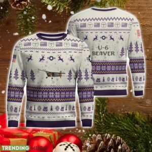 U-6 Beaver (DHC-2 Beaver) U6 DHC2 AOP Aircraft Ugly Christmas Sweater For Men And Women Purple Color Christmas Gift Product Photo 1